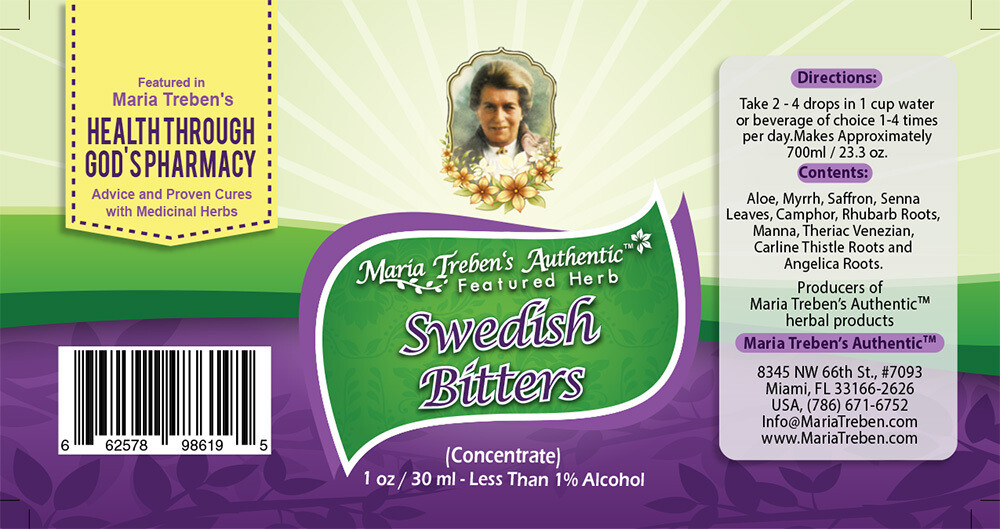 Swedish Bitters Concentrate (1oz/30ml) - Maria Treben's Authentic™ Featured Herbs Swedish Bitters Concentrate (1oz/30ml) - Maria Treben's Authentic™ Featured Herbs