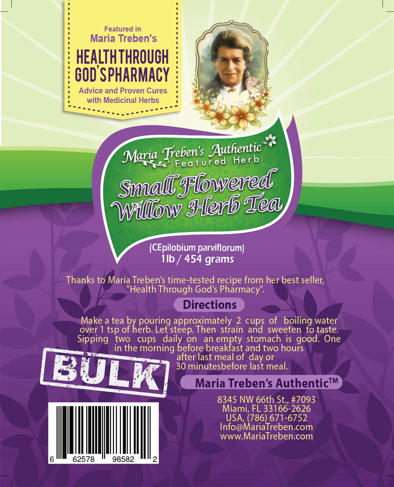 Small Flowered Willow-Herb (Epilobium parviflorum) 1lb/454g BULK Herbal Tea - Maria Treben's Authentic™ Featured Herb