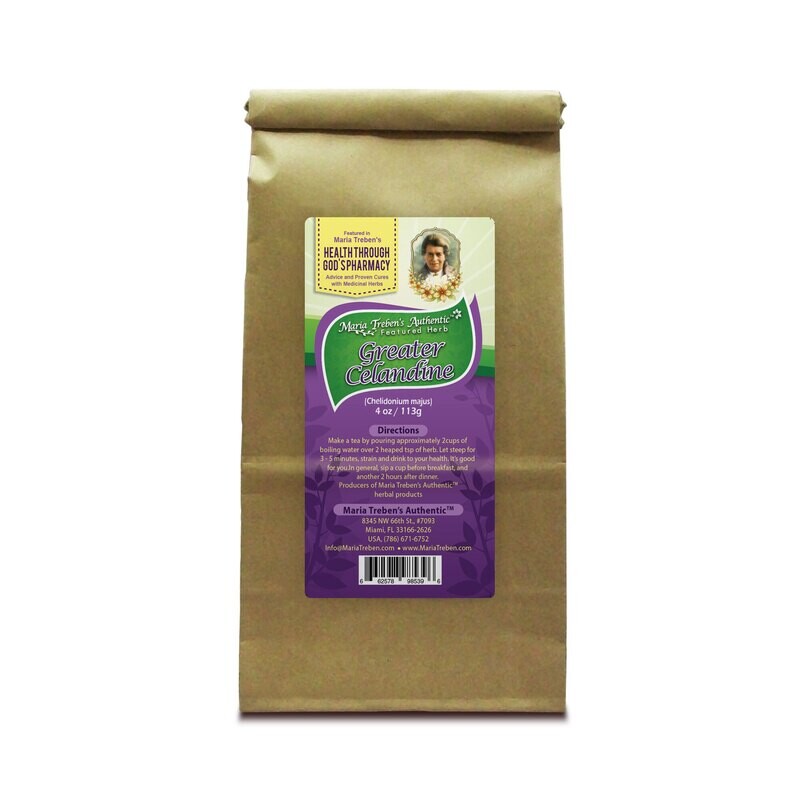 Greater Celandine (Chelidonium majus) 4oz/113g Herbal Tea - Maria Treben's Authentic™ Featured Herb