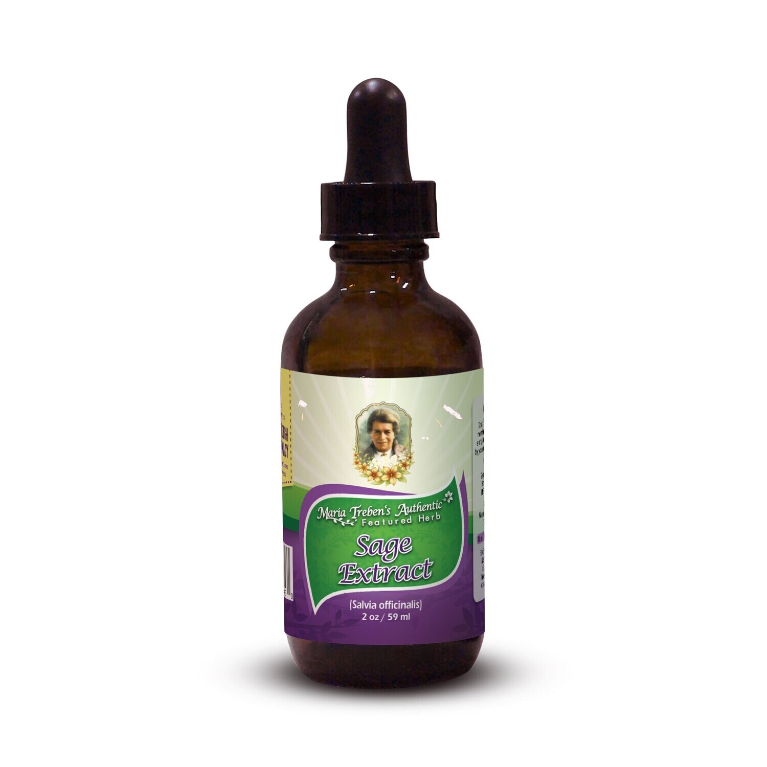 Sage (Salvia officinalis) 2oz/59ml Herbal Extract / Tincture - Maria Treben's Authentic™ Featured Herb Sage (Salvia officinalis) 2oz/59ml Herbal Extract / Tincture - Maria Treben's Authentic™ Featured Herb