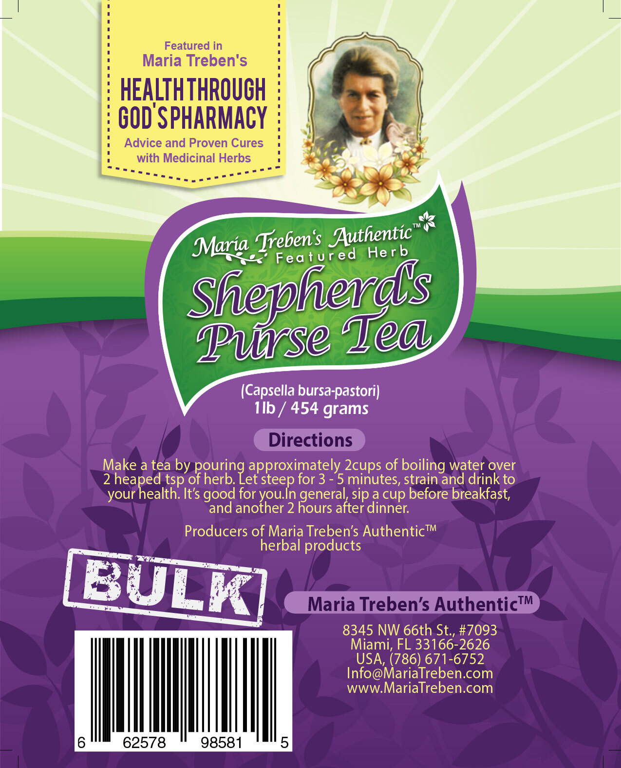 Shepherd&#039;s Purse (Capsella bursa-pastoris) 1lb/454g BULK Herbal Tea - Maria Treben&#039;s Authentic™ Featured Herb