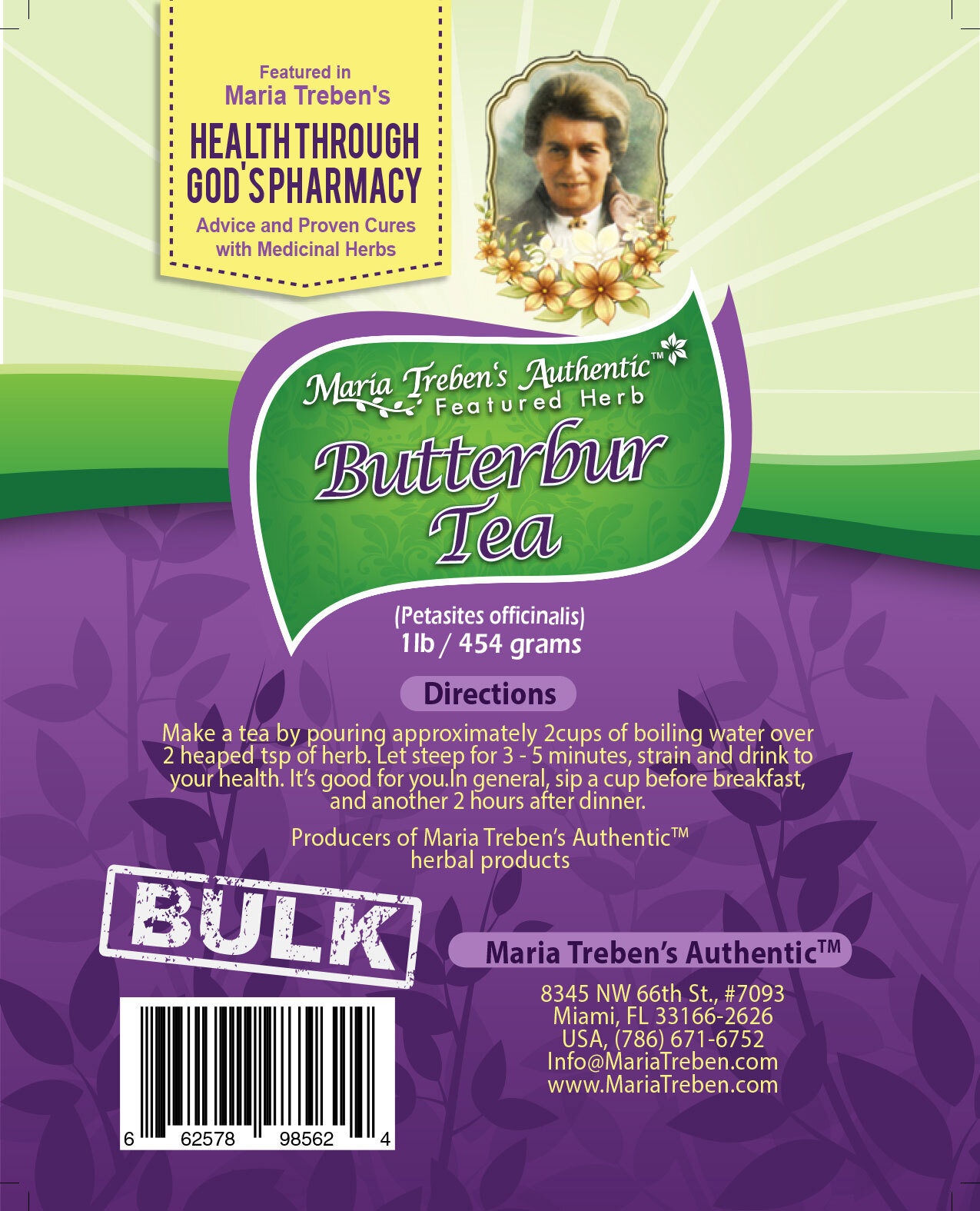 Butterbur (Petasites officinalis) 1lb/454g BULK Herbal Tea - Maria Treben&#039;s Authentic™ Featured Herb