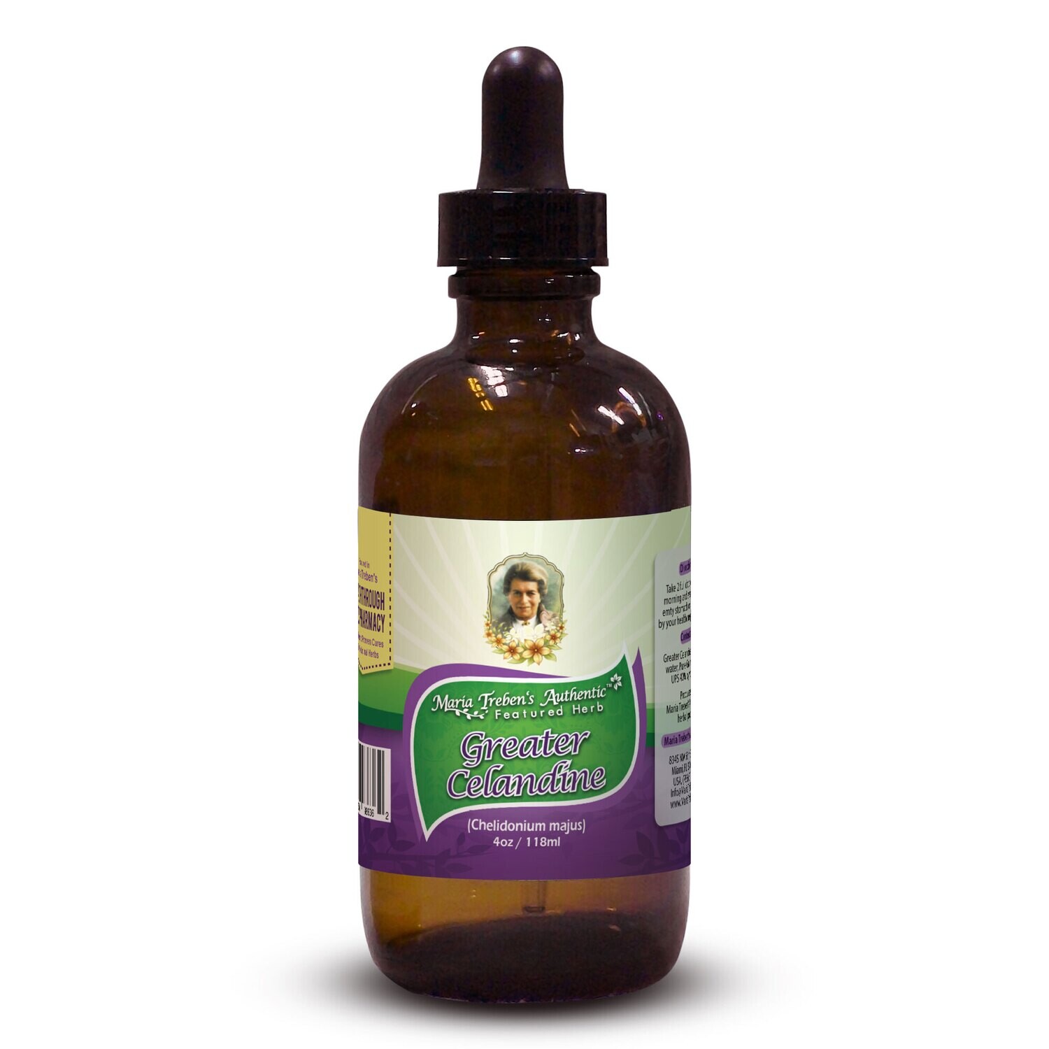 Greater Celandine (Chelidonium majus) 4oz/118ml Herbal Extract / Tincture - Maria Treben's Authentic™ Featured Herb Greater Celandine (Chelidonium majus) 4oz/118ml Herbal Extract / Tincture - Maria Treben's Authentic™ Featured Herb