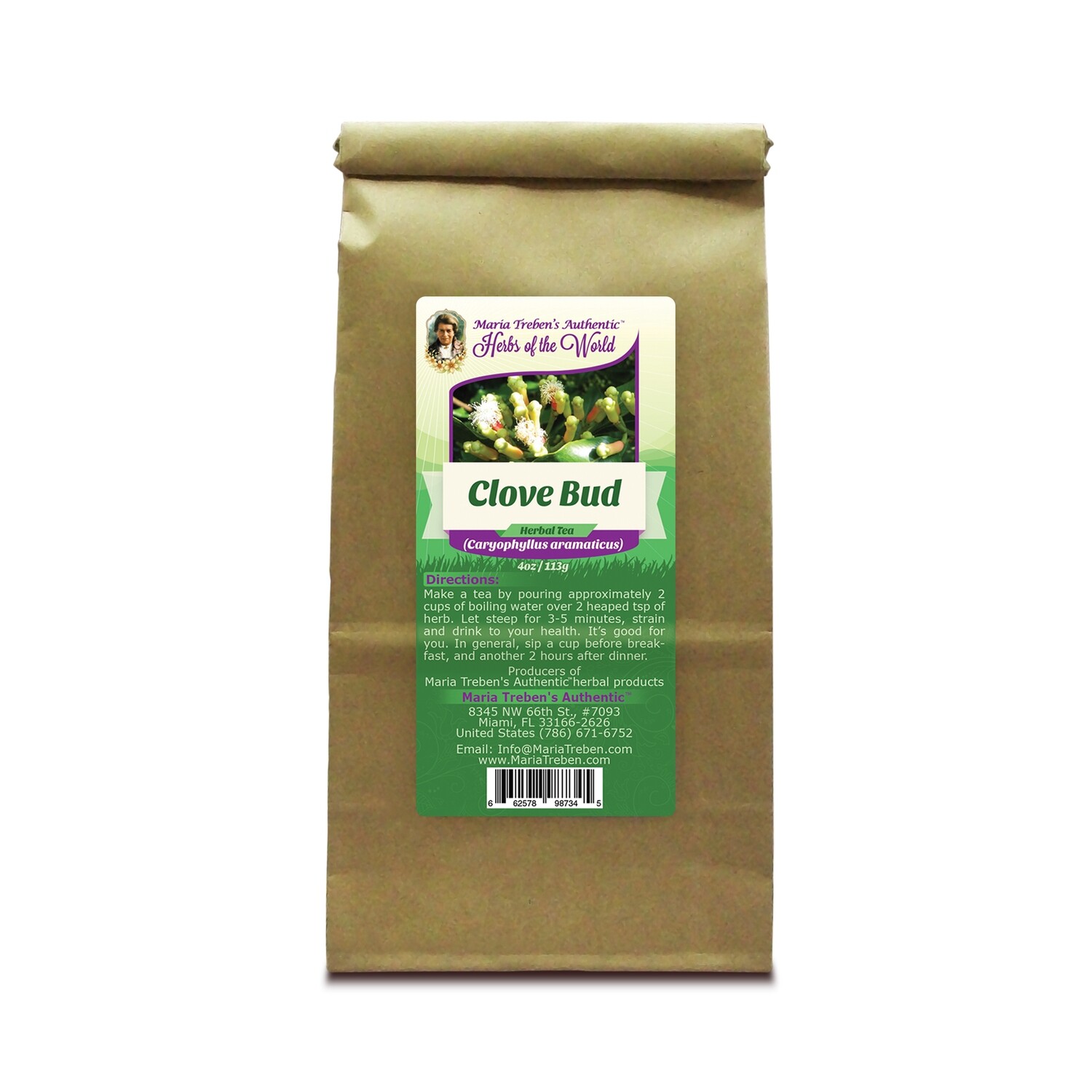 Clove Bud (Eugenia caryophyllata) 4oz/113g Herbal Tea - Maria Treben's Authentic™ Herbs of the World Clove Bud (Eugenia caryophyllata) 4oz/113g Herbal Tea - Maria Treben's Authentic™ Herbs of the World