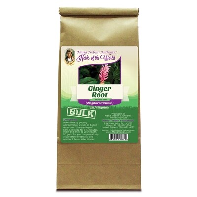 Ginger Root (Zingiber officinale) 1lb/454g BULK Herbal Tea - Maria Treben's Authentic™ Herbs of the World 755702526067