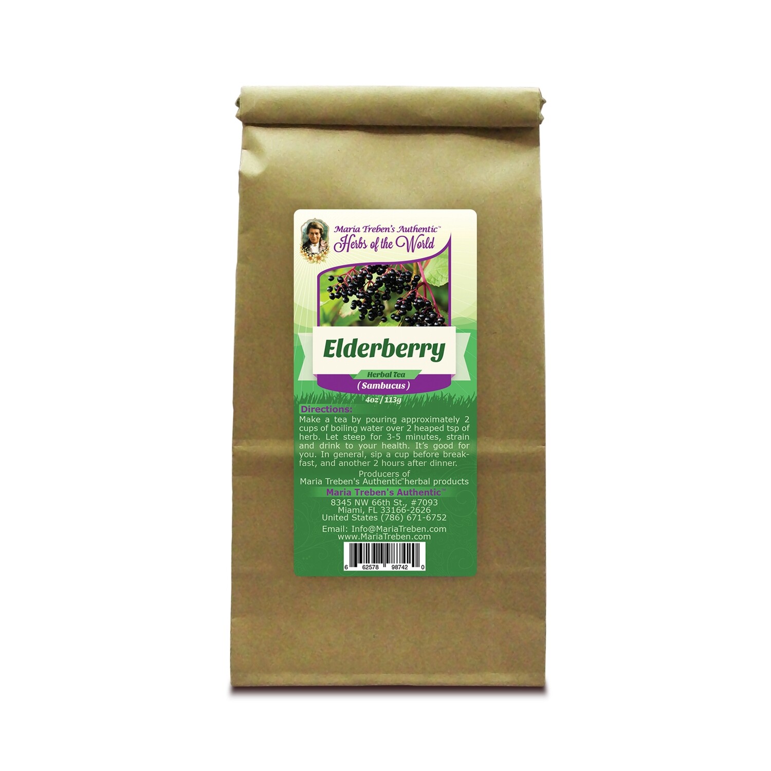 Elderberry (Sambucus nigra) 4oz/113g Herbal Tea - Maria Treben's Authentic™ Herbs of the World Elderberry (Sambucus nigra) 4oz/113g Herbal Tea - Maria Treben's Authentic™ Herbs of the World
