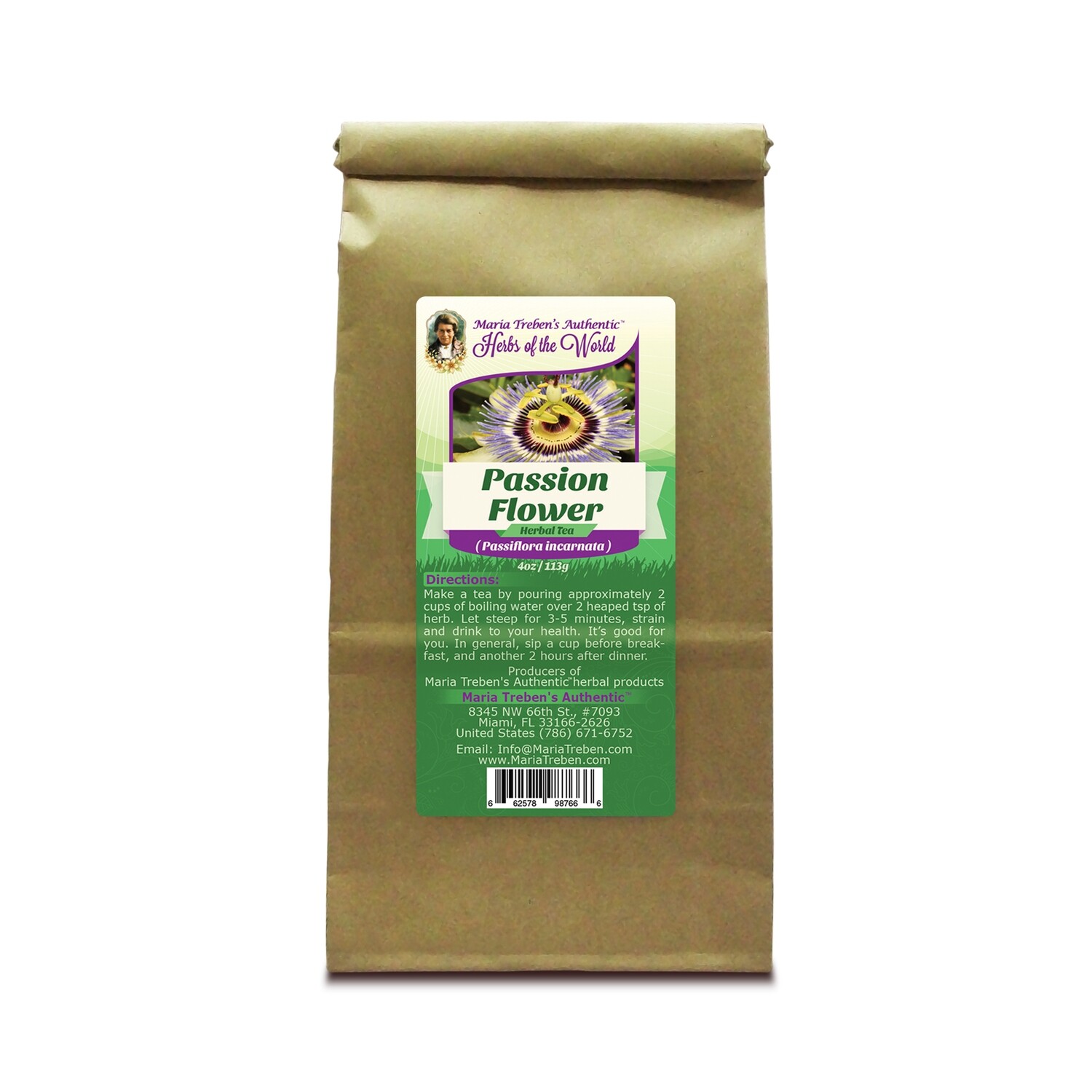 Passion Flower (Passiflora incarnata) 4oz/113g Herbal Tea - Maria Treben's Authentic™ Herbs of the World
