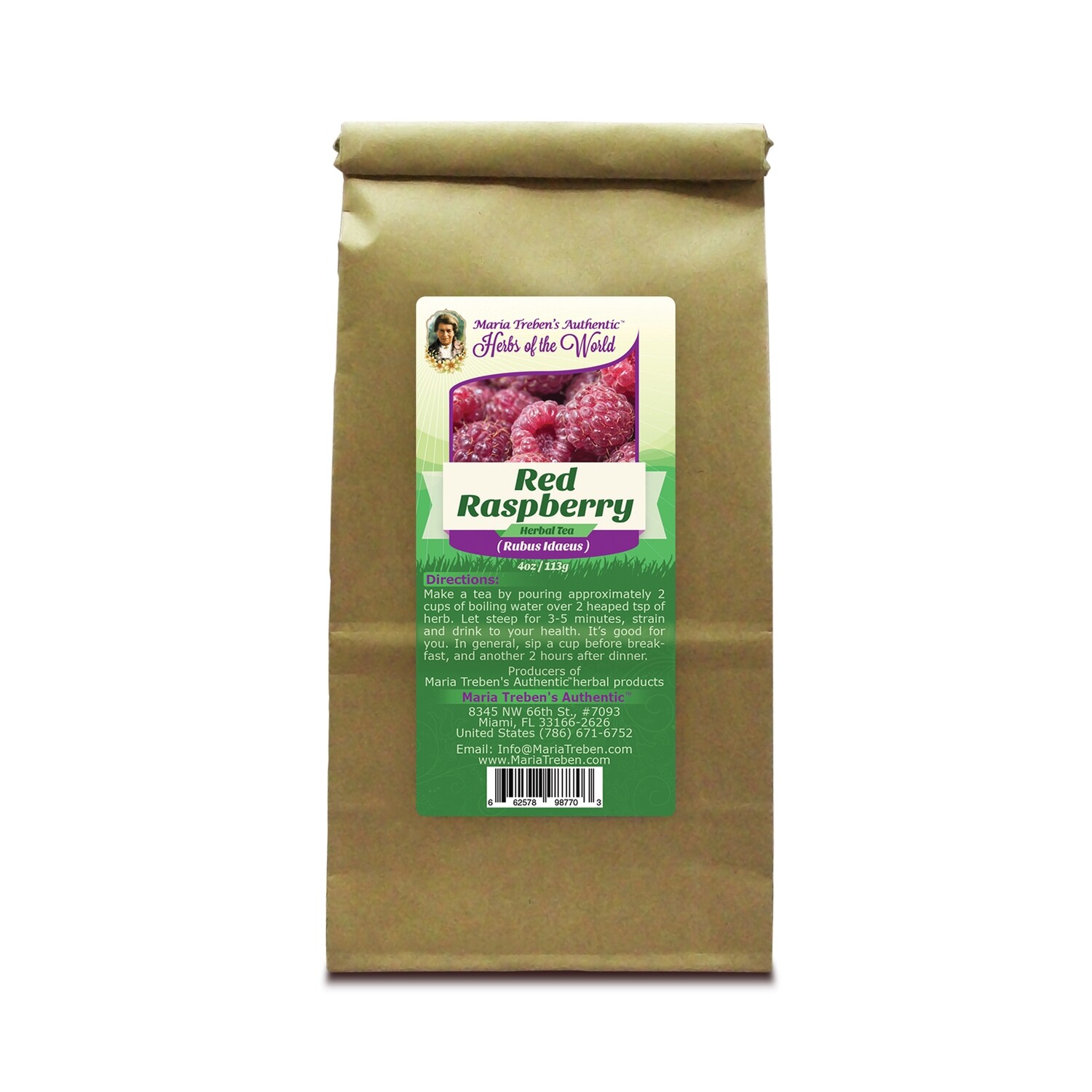Red Raspberry (Rubus Idaeus) 4oz/113g Herbal Tea - Maria Treben's Authentic™ Herbs of the World Red Raspberry (Rubus Idaeus) 4oz/113g Herbal Tea - Maria Treben's Authentic™ Herbs of the World