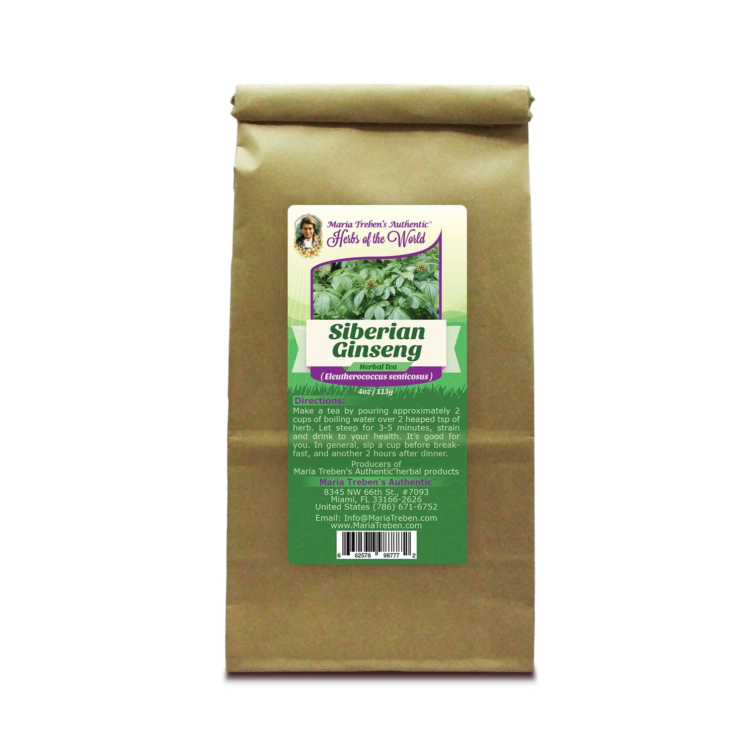 Ginseng, Siberian (Eleutherococcus senticosus) 4oz/113g Herbal Tea - Maria Treben's Authentic™ Herbs of the World