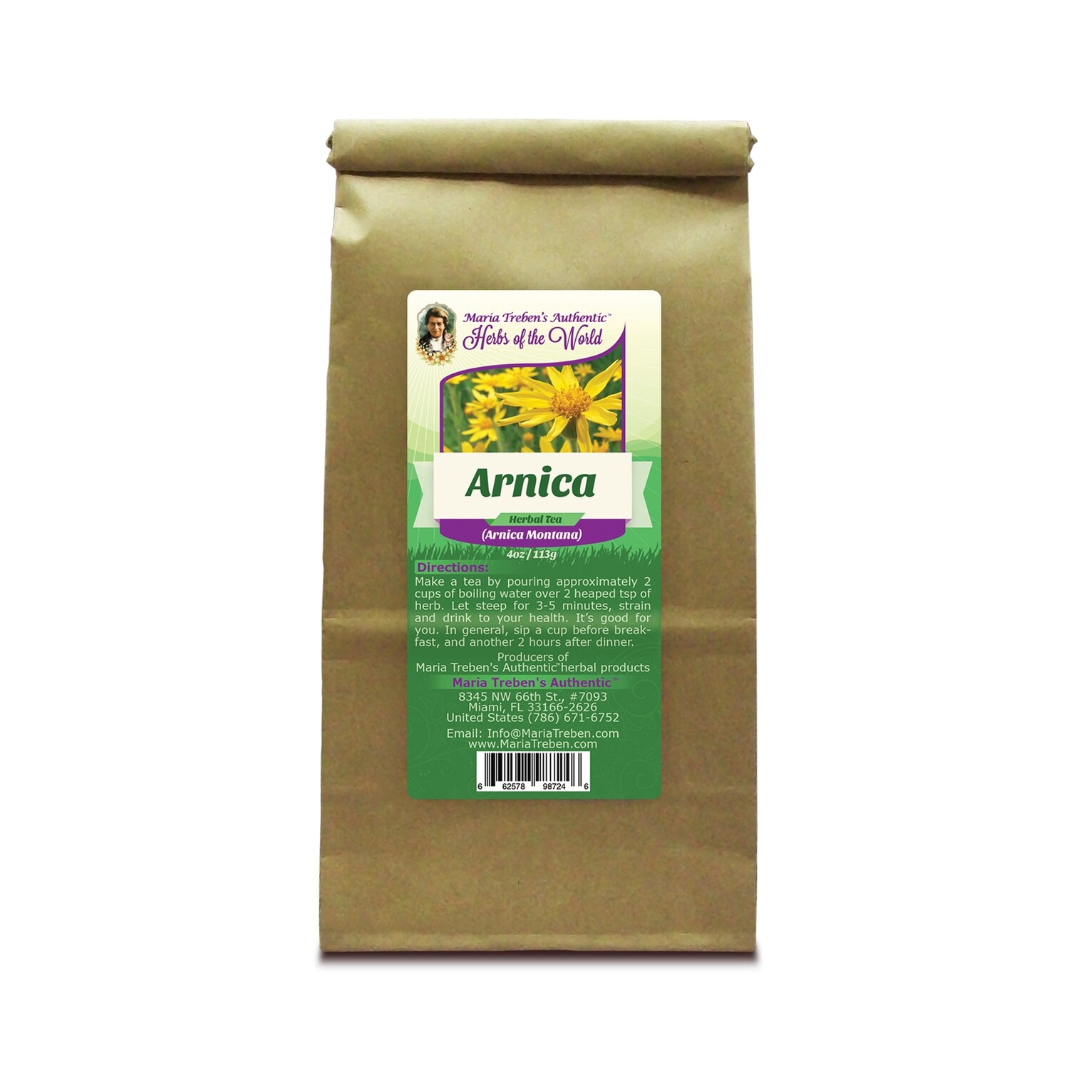 Arnica Flower (Arnica Montana) 4oz/113g Herbal Tea - Maria Treben's Authentic™ Herbs of the World Arnica Flower (Arnica Montana) 4oz/113g Herbal Tea - Maria Treben's Authentic™ Herbs of the World
