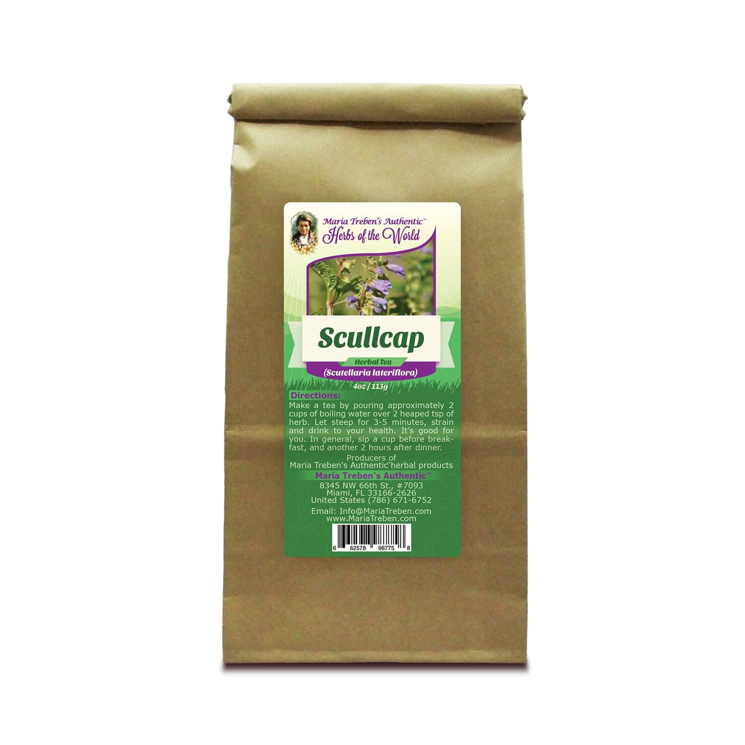 Scullcap (Scutellaria Lateriflora) 4oz/113g Herbal Tea - Maria Treben's Authentic™ Herbs of the World Scullcap (Scutellaria Lateriflora) 4oz/113g Herbal Tea - Maria Treben's Authentic™ Herbs of the World
