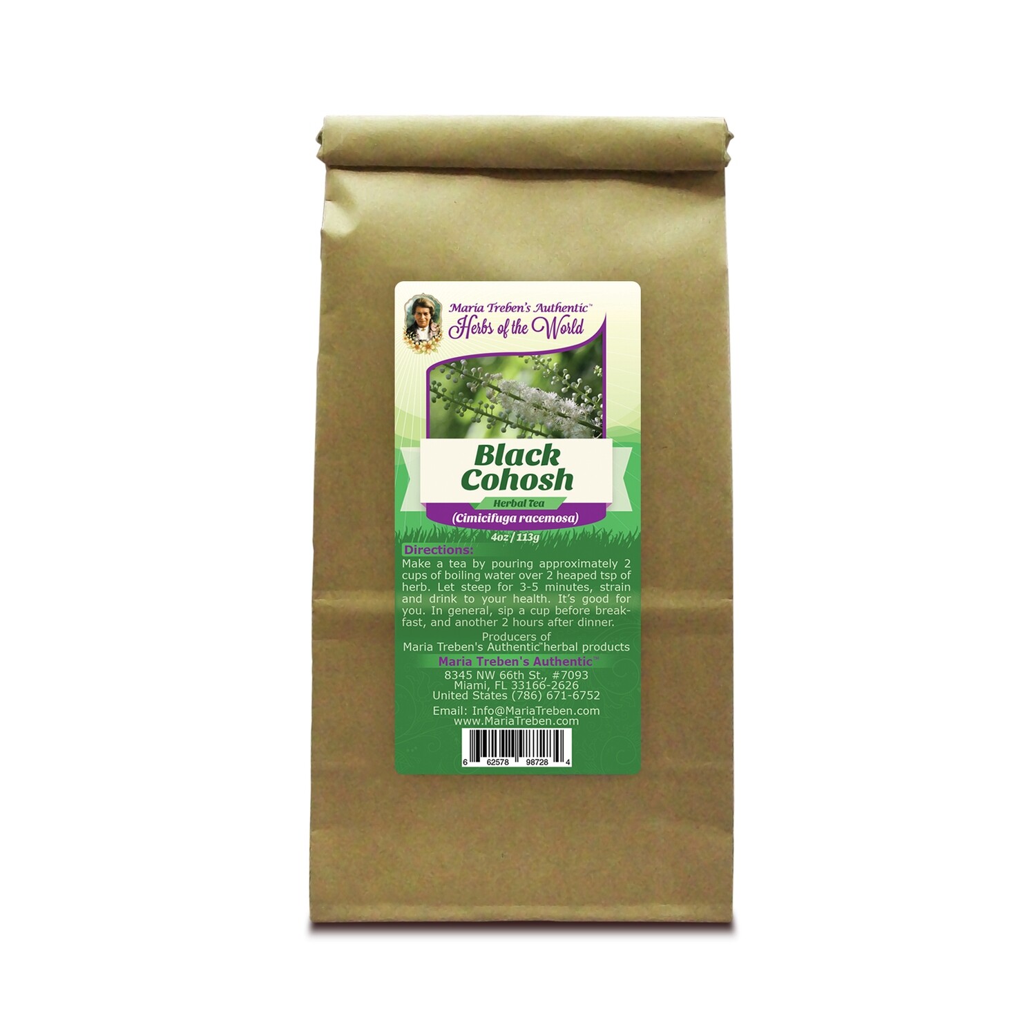 Black Cohosh Root (Cimicifuga racemosa) 4oz/113g Herbal Tea - Maria Treben's Authentic™ Herbs of the World Black Cohosh Root (Cimicifuga racemosa) 4oz/113g Herbal Tea - Maria Treben's Authentic™ Herbs of the World