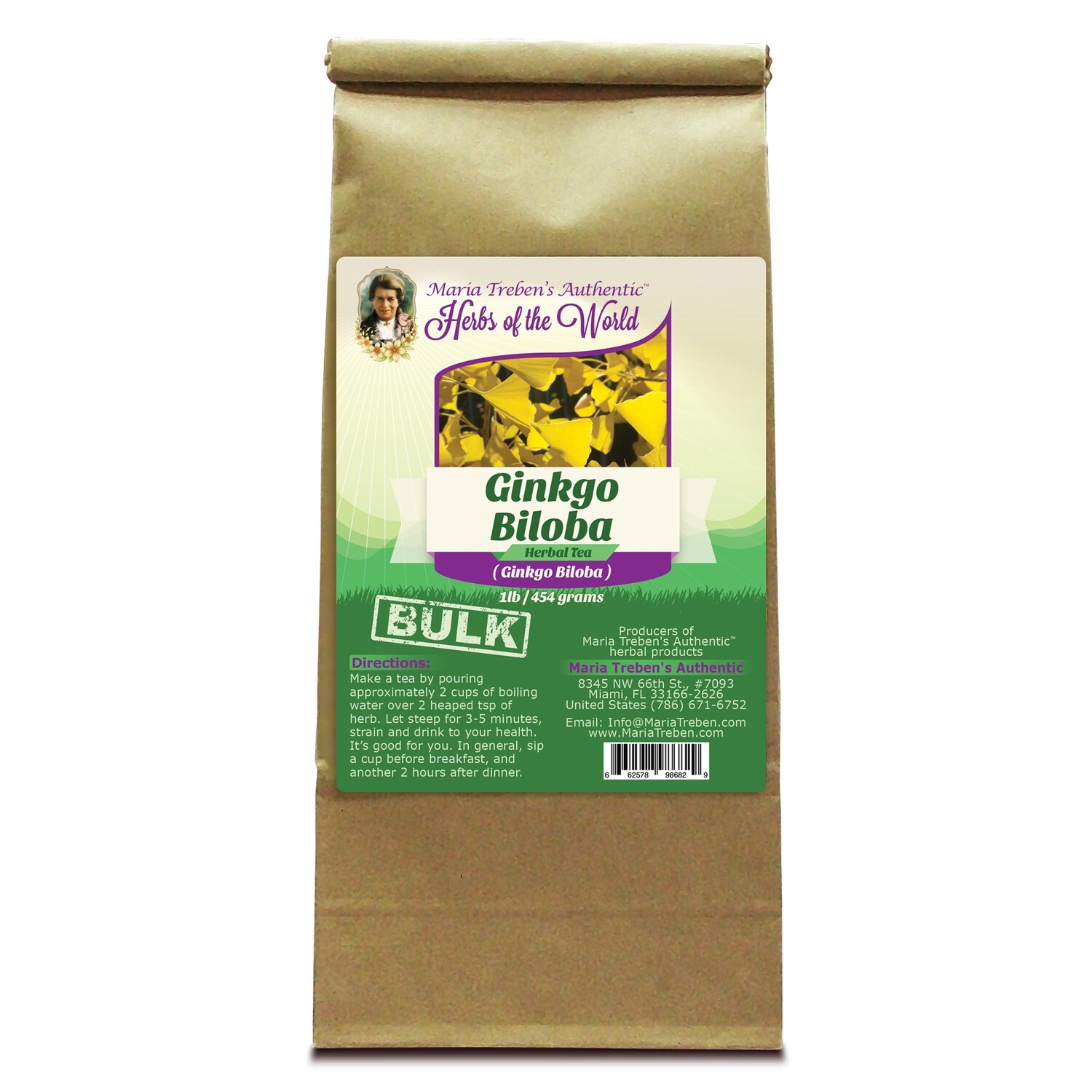 Ginkgo Leaf (Ginkgo Biloba) 1lb/454g BULK Herbal Tea - Maria Treben's Authentic™ Herbs of the World Ginkgo Leaf (Ginkgo Biloba) 1lb/454g BULK Herbal Tea - Maria Treben's Authentic™ Herbs of the World
