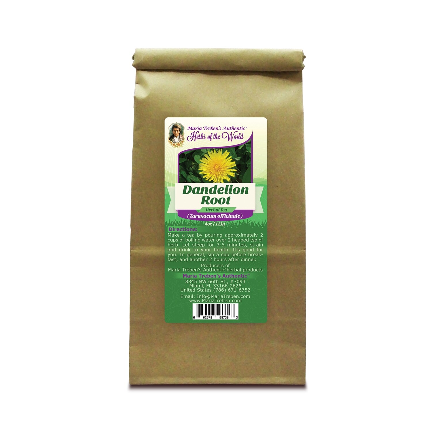 Dandelion Root (Taraxacum officinale) 4oz/113g Herbal Tea - Maria Treben's Authentic™ Herbs of the World Dandelion Root (Taraxacum officinale) 4oz/113g Herbal Tea - Maria Treben's Authentic™ Herbs of the World