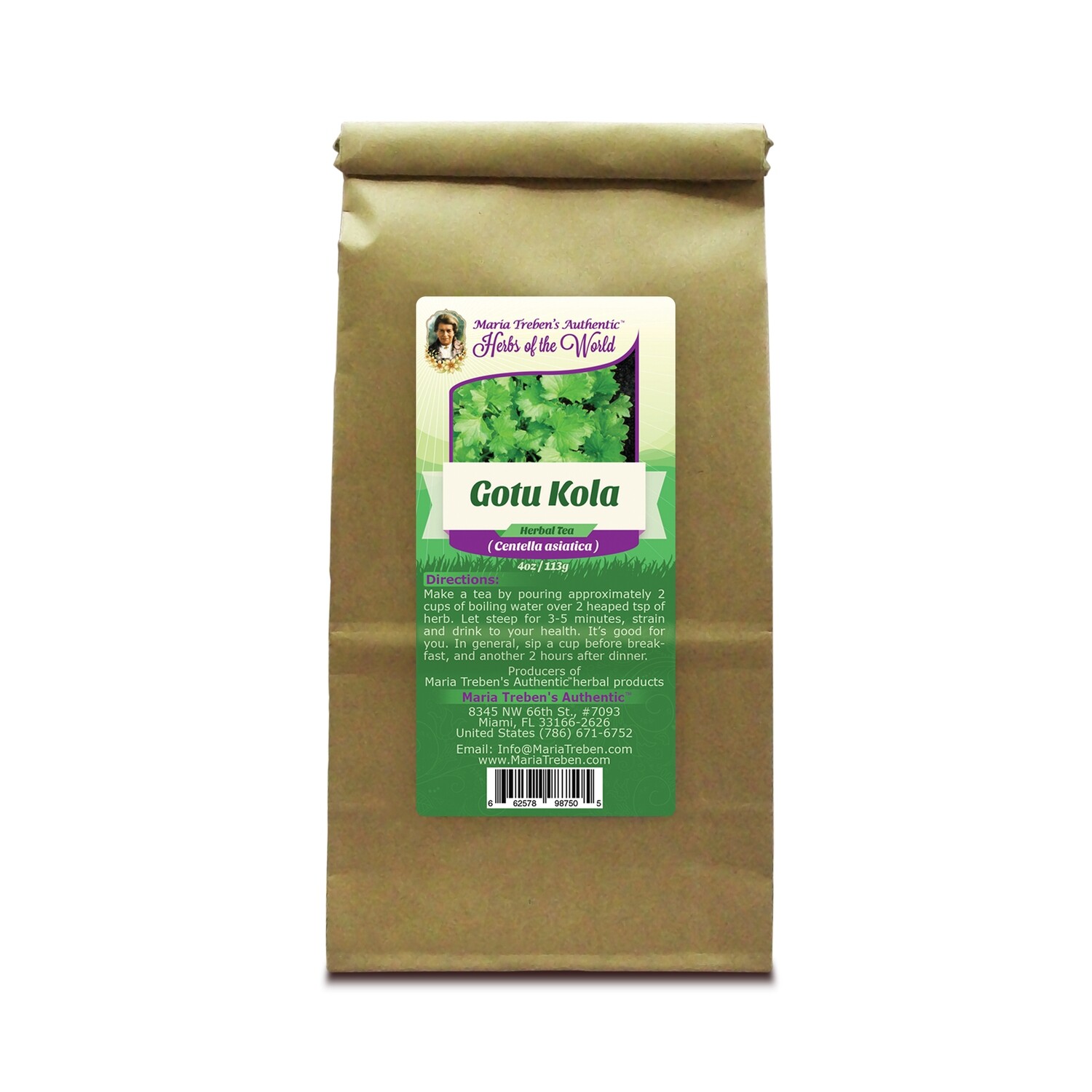 Gotu Kola Leaf (Centella asiatica) 4oz/113g Herbal Tea - Maria Treben's Authentic™ Herbs of the World
