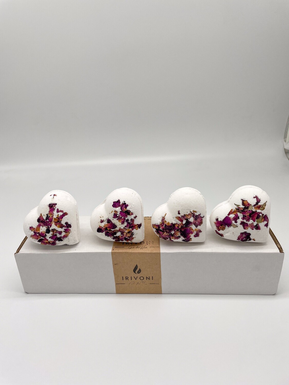 Heart Shaped Roses &amp; Champagne Bath Bomb Set- 4 x 130g