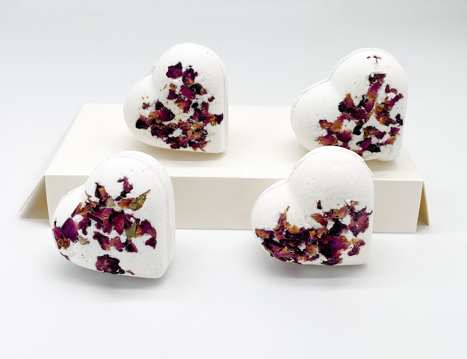 Heart Shaped Botanical Rose Bath Bomb Set- 4 x 130g