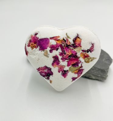 Bath Bomb/Fizzer - Heart Shaped Botanical Rose - 1 x 130g