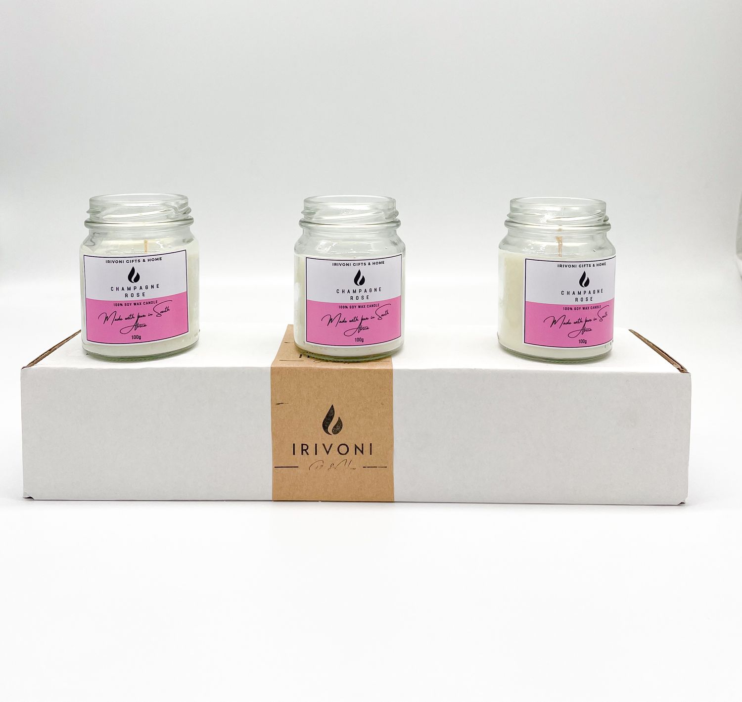Soy Candle - Champagne Rose Set (3 x 100g)