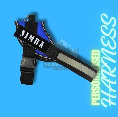 PERSONAISED DOG HARNESS-BLUE