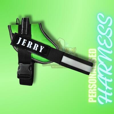 PERSONAISED DOG HARNESS-GREEN