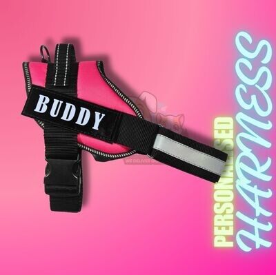 PERSONAISED DOG HARNESS-PINK