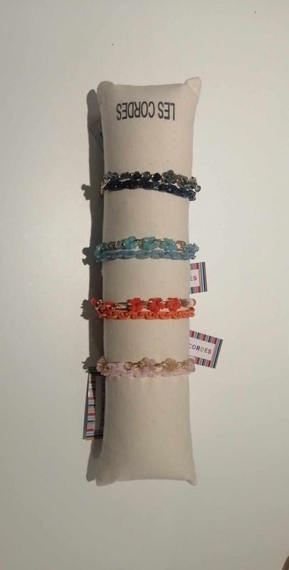 Armbanden Les Cordes blauw/licht roze