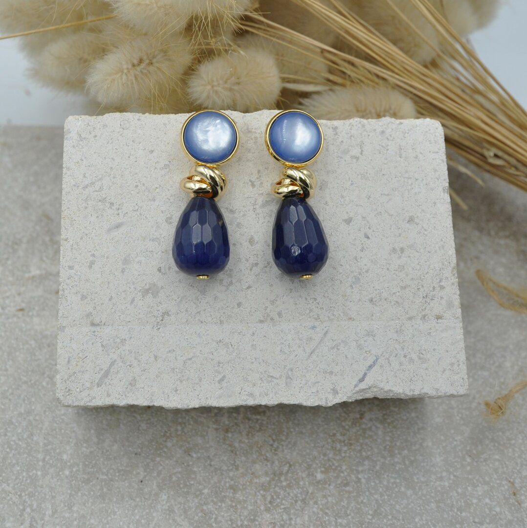 Maison Cachet Gouttes nouées bleues/silk