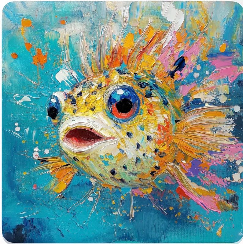 Summer Holiday Art Workshops -  Thursday 30 July 2026 - 14:00-17:00- AFTERNOON- Art Workshop - Puffer fish- acryic on canvas