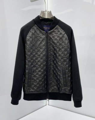 Blouson en cuir et laine