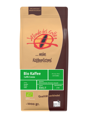 BIO KAFFEE CREME (100 % Arabica) Röstkaffee ganze Bohne oder gemahlen 250g