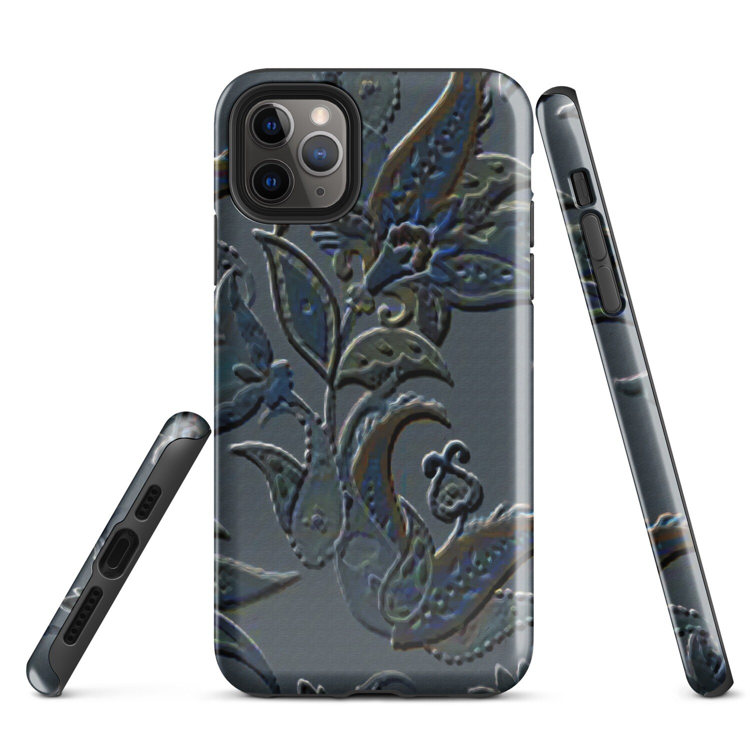 Blue Flower Phone Case Samsung Galaxy S10 S23 Ultra and iPhone 11 15 Pro Max