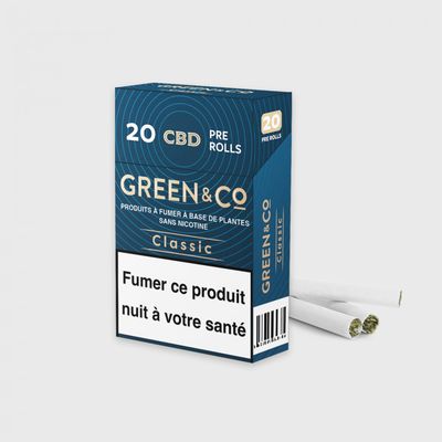 Paquet Cigarettes CBD Green&amp;Co Classic Sans Nicotine