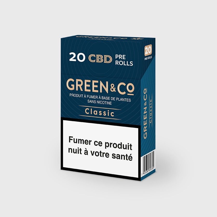 Paquet Cigarettes CBD Green&amp;Co Classic Sans Nicotine