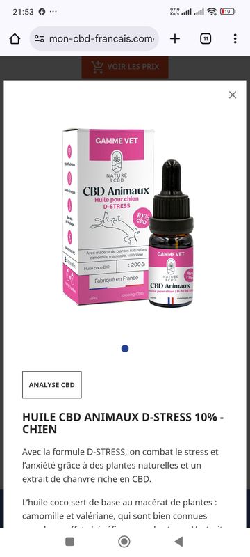 Huiles CBD chien D-stress - 10mg