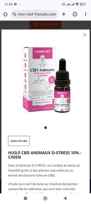 Huiles CBD chien D-stress - 10mg