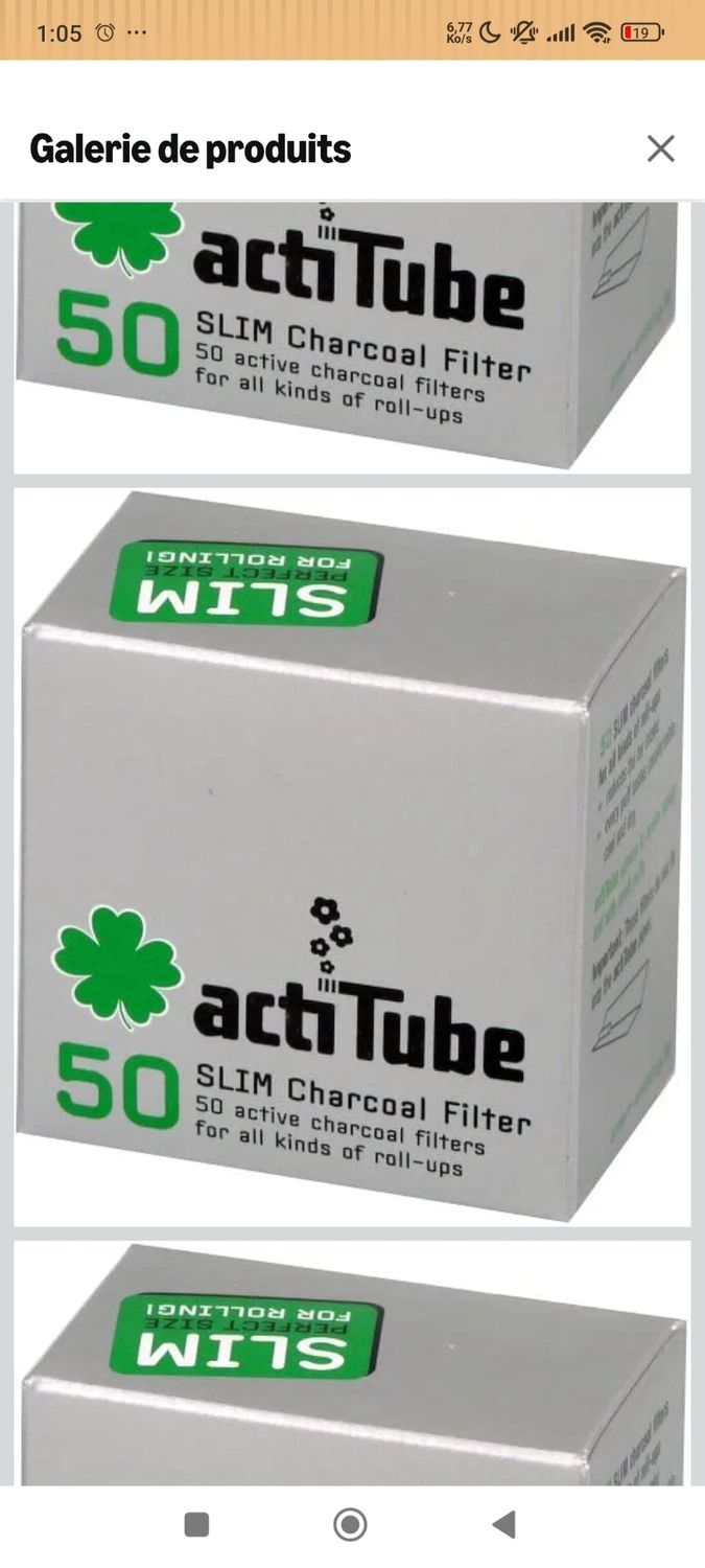 Filtre a charbon actif boite de 50