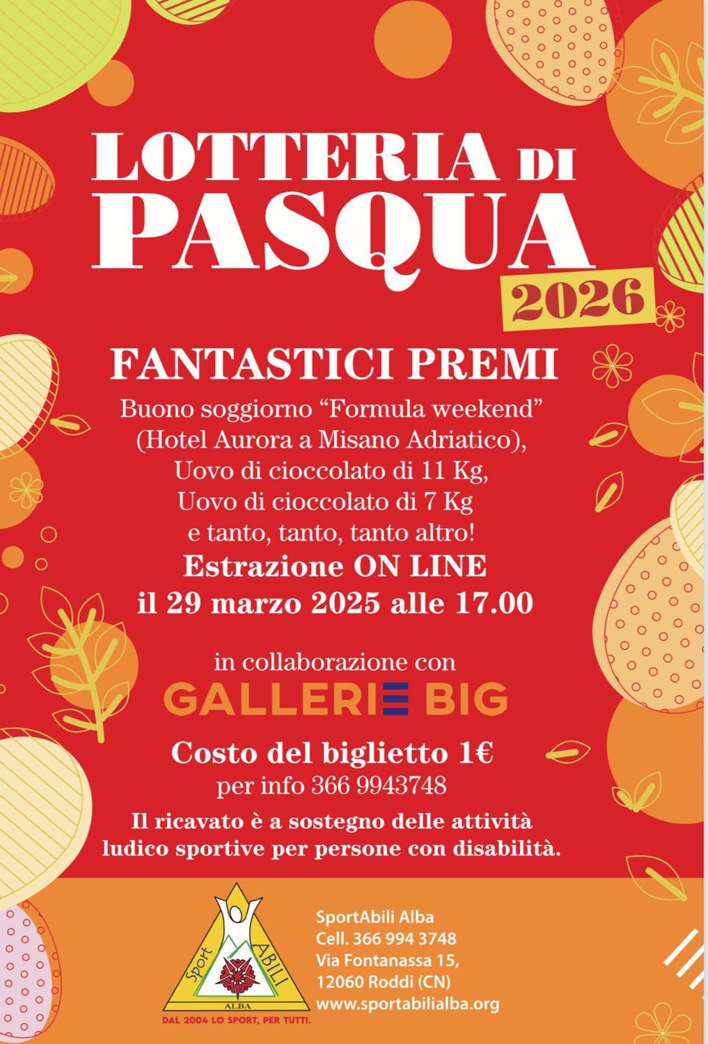 BIGLIETTO LOTTERIA DI PASQUA 2026