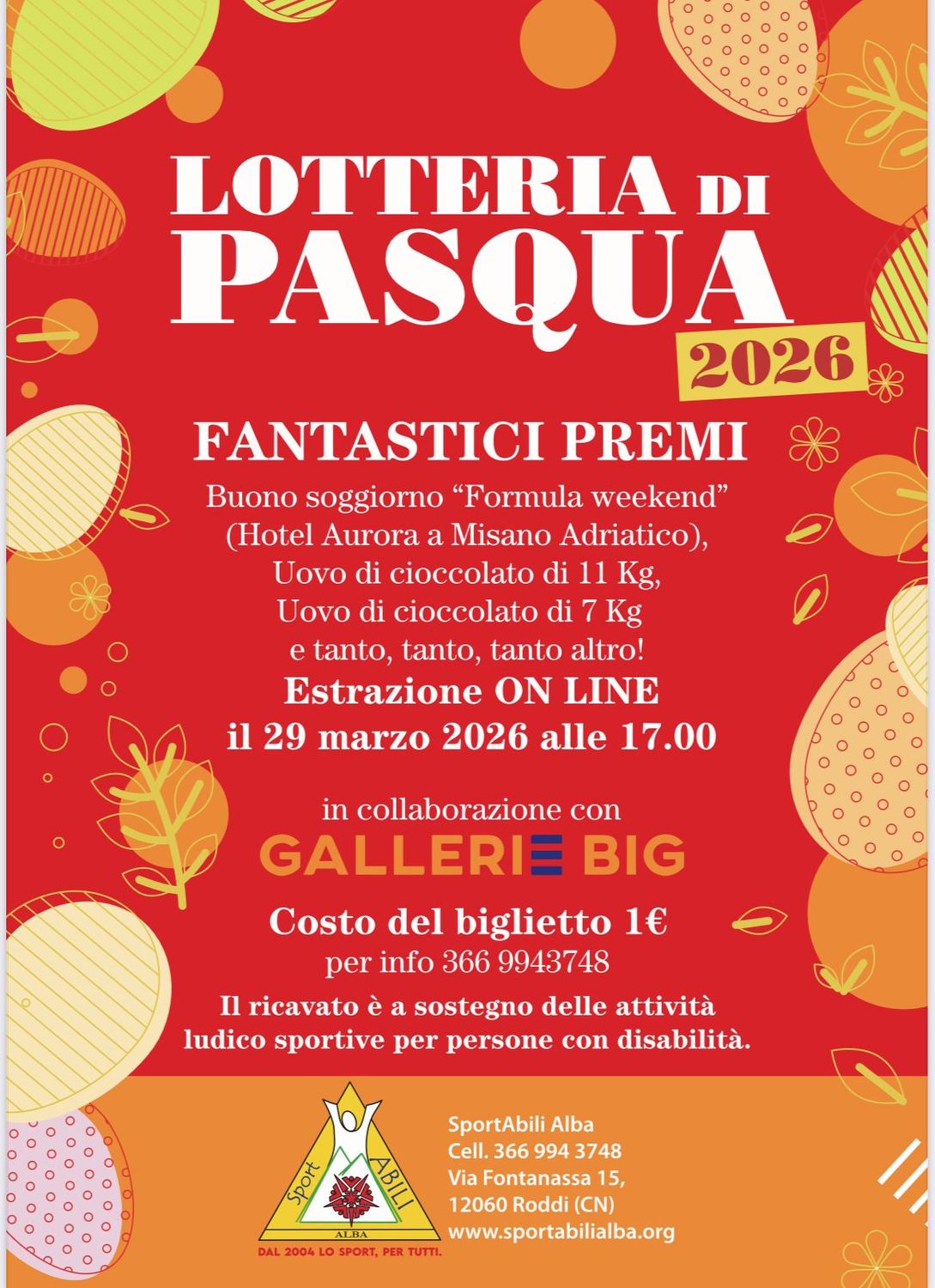BIGLIETTO LOTTERIA DI PASQUA 2026 BIGLIETTO LOTTERIA DI PASQUA 2026