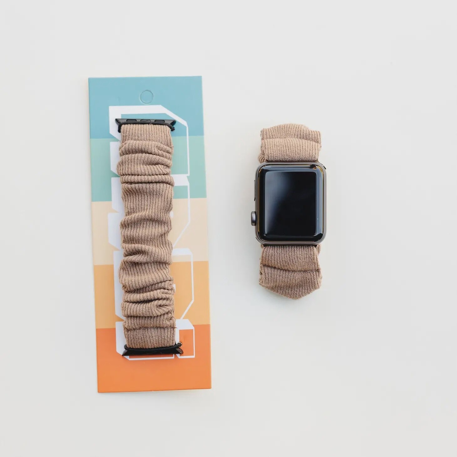 taupe Ribbed Scrunchie Apple Watch Band