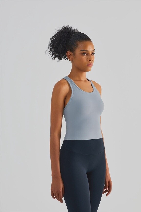 Sunday Molded Cup Ribbed Racer Back Tank Top