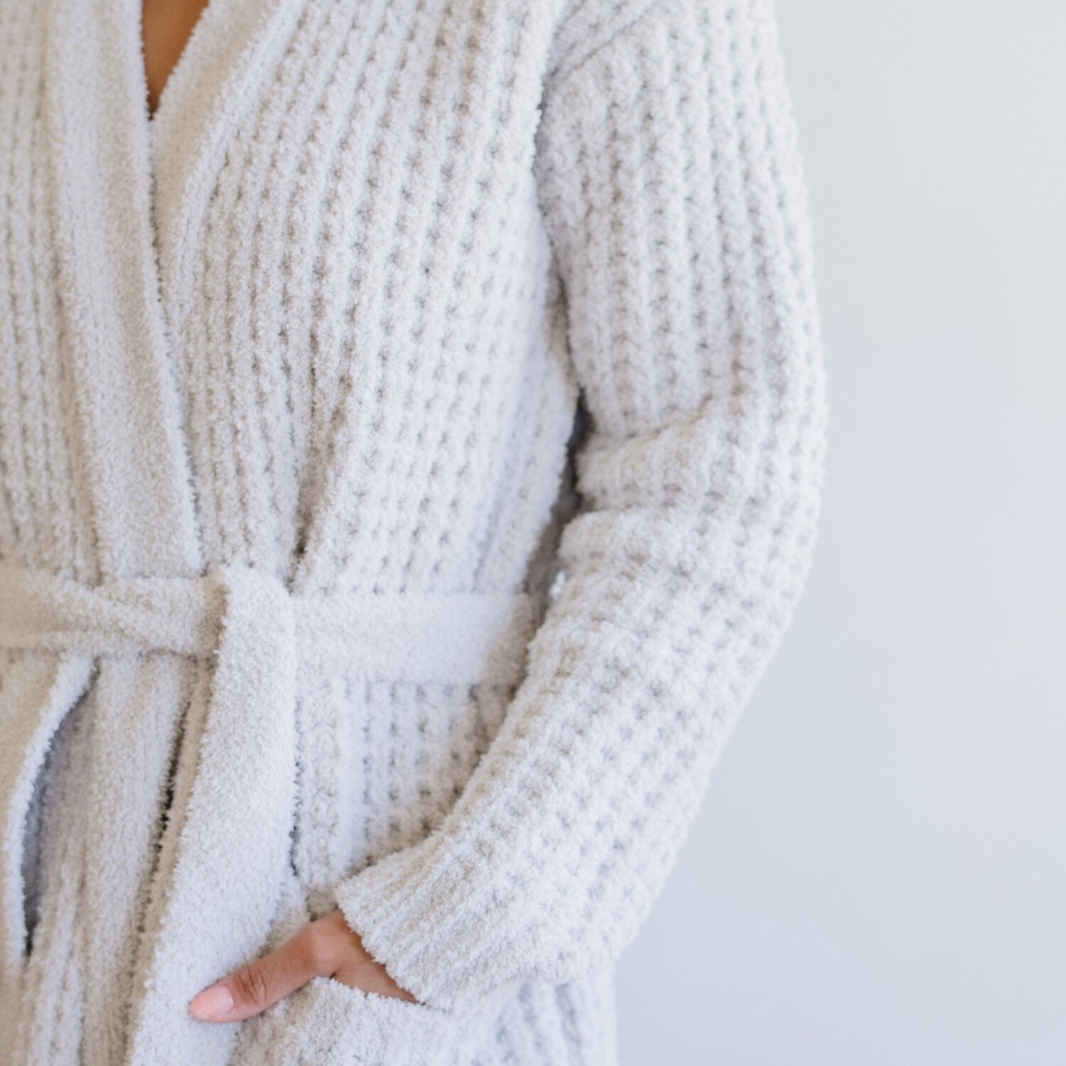 Waffle Knit Robe, Colour: Moonbeam, Size: SM