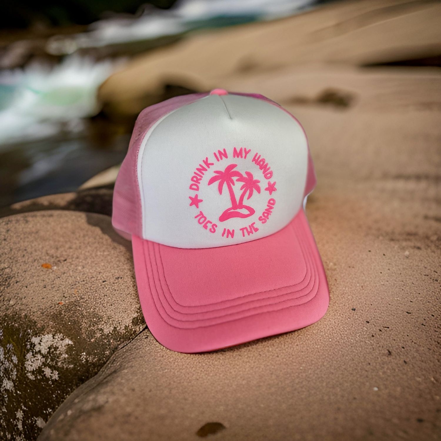 Drink in My Hand, Toes in the Sand Trucker Hat