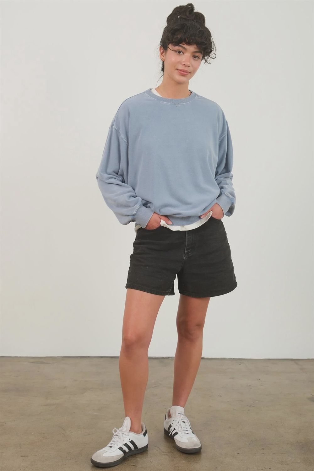 The Everyday Sweater, Colour: Washed Denim, Size: SM