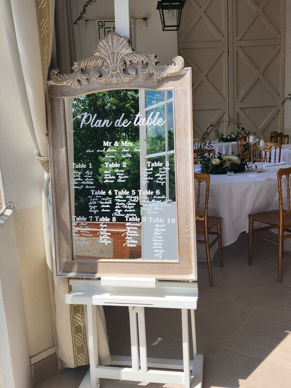 Location Plan de table miroir bois blanchi