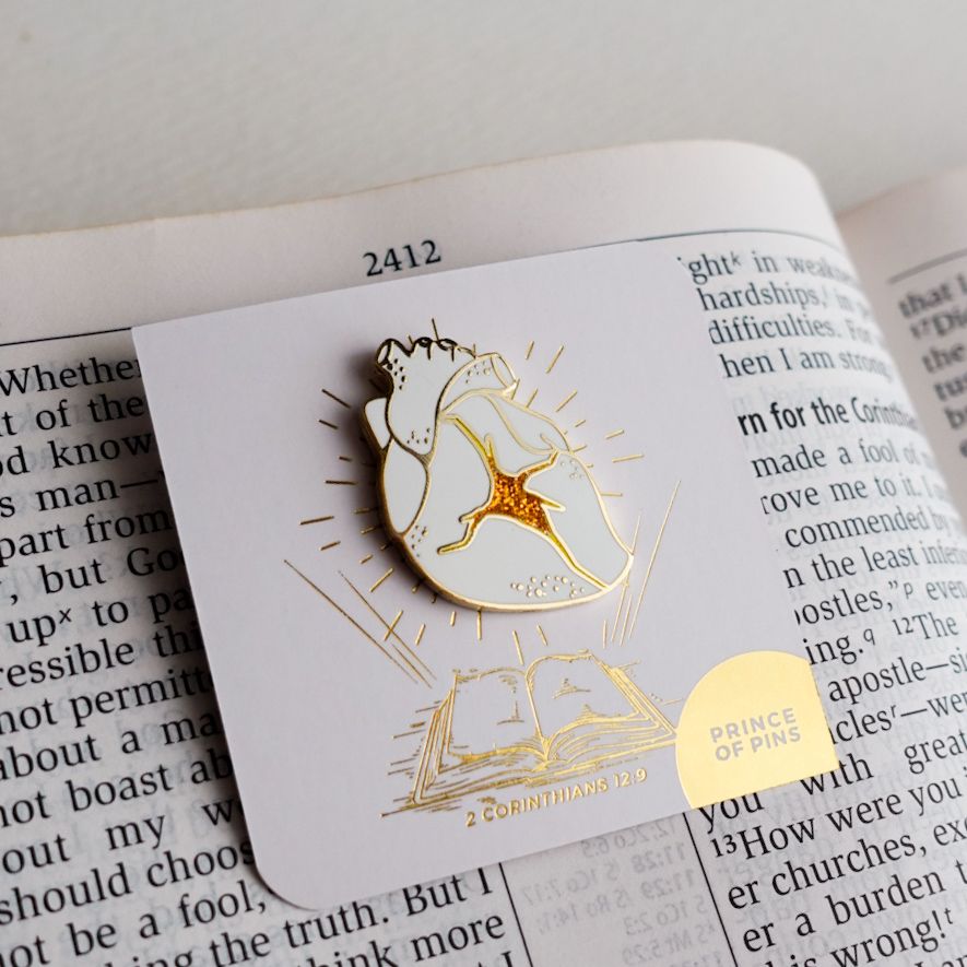 2 Corinthians 12:9 (Kintsugi White) Enamel Pin