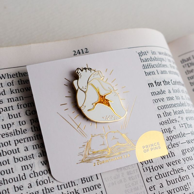 2 Corinthians 12:9 (Kintsugi White) Enamel Pin