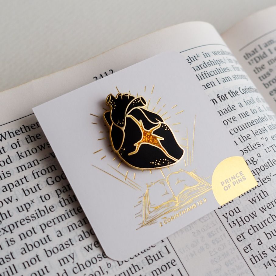 2 Corinthians 12:9 (Kintsugi Black) Enamel Pin