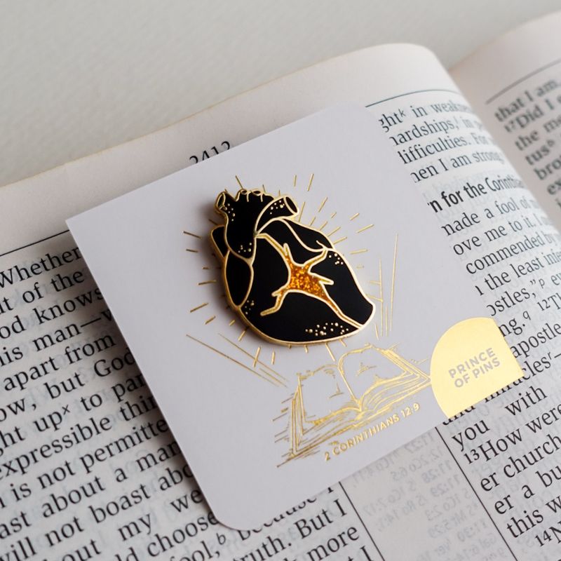 2 Corinthians 12:9 (Kintsugi Black) Enamel Pin