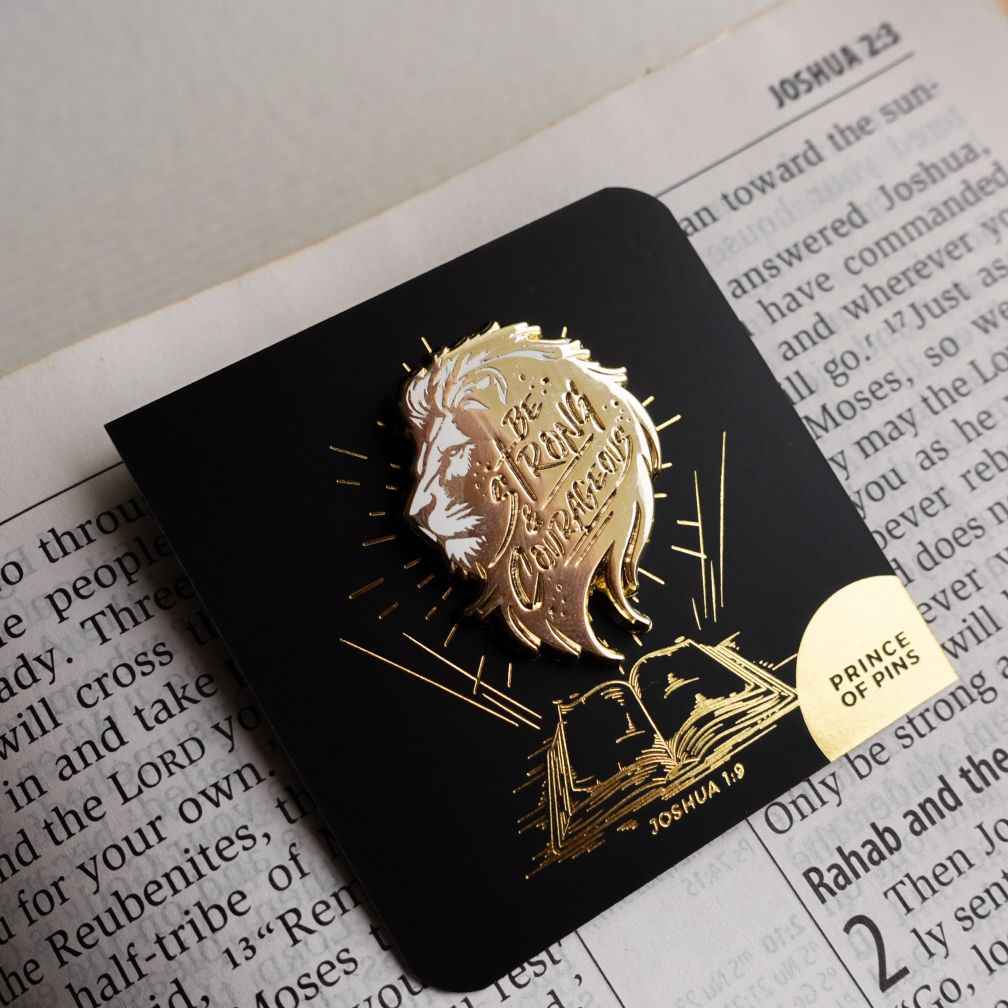 Joshua 1:9 (Lion of Judah) Gold Enamel Pin